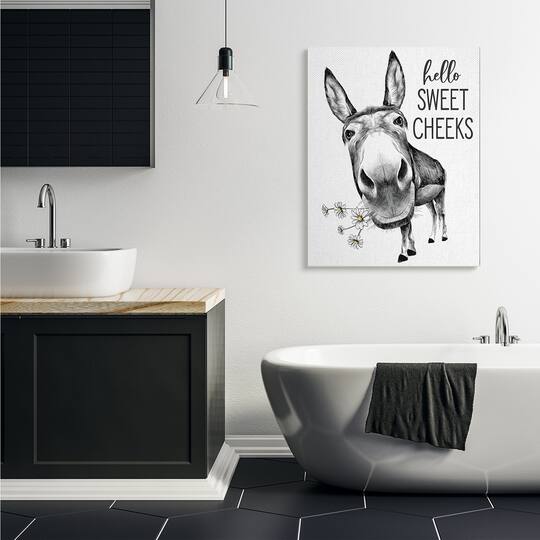 Stupell Industries Hello Sweet Cheeks Animal Humor Donkey Daisies Canvas Wall Art